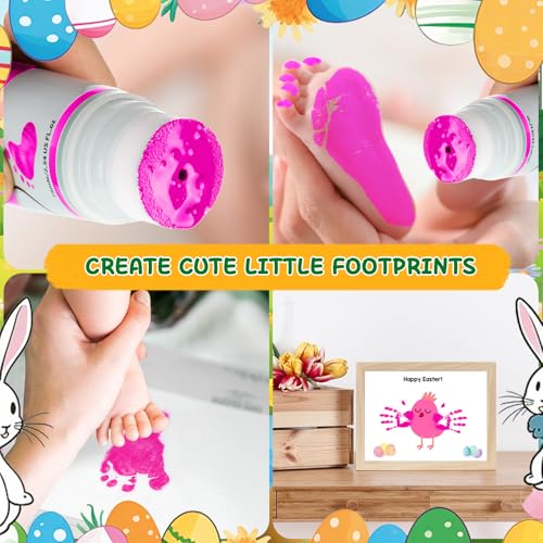 Baby Hand and Footprint Paint with Sponge Head, 2.54 fl oz, Non-Toxic & Acid-Free, Washable Baby Safe Paint for Newborn Keepsakes, Dog Nose & Paw Prints, Ideal New Mom Gift - Hot-Pink - color: Hot-pink