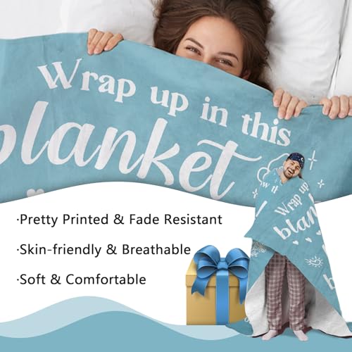 Get Well Gifts for Women Men Flannel Throw Blanket, Sympathy | Thinking of You After Surgery Healing Gift Idea, Blue Floral Inspirational Cancer Care Present for Friend Sister Coworker