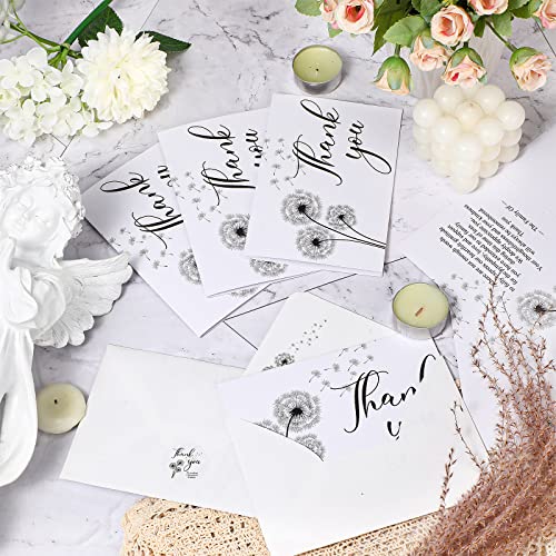 Fumete 50 Set Funeral Thank You Cards, Dandelion - style: Dandelion