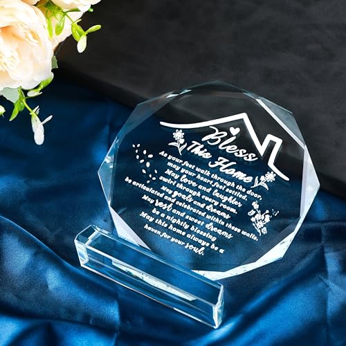 House Warming Gifts New Home Crystal Decor Plaque Housewarming Gift Keepsakes for New Homes for Couple Women Men Friends Bless this Houses Warming Gifts New Apartment - style: 12cm BJXK Housewarming