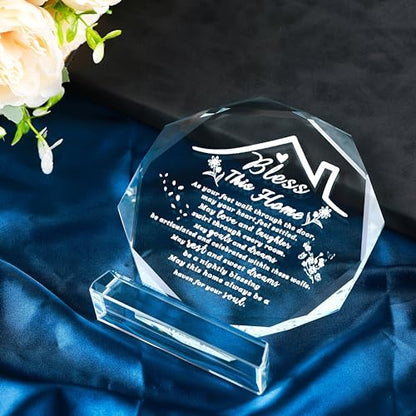 House Warming Gifts New Home Crystal Decor Plaque Housewarming Gift Keepsakes for New Homes for Couple Women Men Friends Bless this Houses Warming Gifts New Apartment - style: 12cm BJXK Housewarming