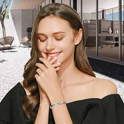 TONY & SANDY Inspirational Bracelets for Women Teen Girls Personalized Gifts for Daughter Granddaughter Mom Sister Friends Stainless Steel Engraved Cuff Birthday Easter Christmas - style: A - Be brave be strong be badass- Leaf