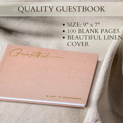 Beautiful Wedding Guest Book for Your Wedding Reception w/ Polaroid Photos | Simply Elegant Guestbook to Sign in and Add Photos - The Perfect Baby Shower Guest Book for the Special Day - color: Pink