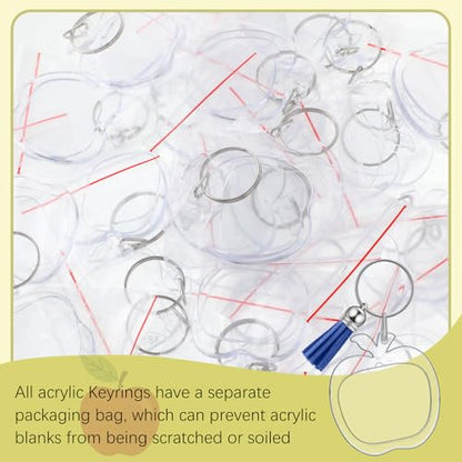 Yaomiao Acrylic Photo Keychain with Tassel Clear Blank Custom Keychain Frame Holder Insert Picture Keyring Making Kit - style: Apple