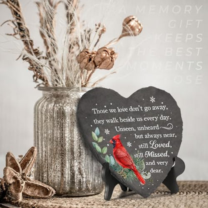 Cardinal Heart Shape Memorial Garden Stone, Sympathy Gift Those We Love Don't Go Away, Loving Memory Stepping Stones Outdoor, Memorial Gifts Loss of Loved One on Christmas