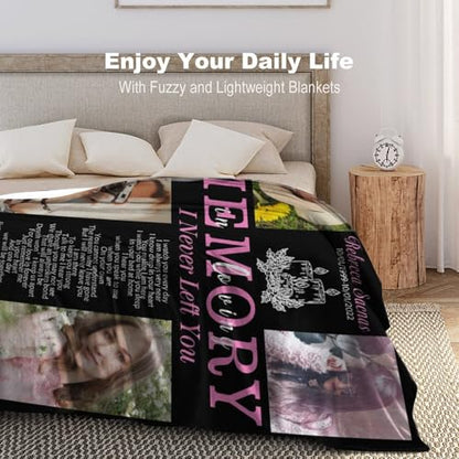 Custom Memorial Grave Blanket for Loss of Loved One - Personalized Funeral Blanket in Loving Memory, Bereavement Gift - color: A-11