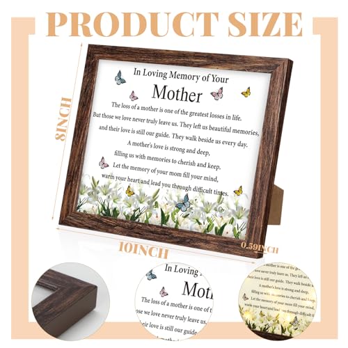 Gerrii Sympathy Memorial Gifts Red Cardinal Bereavement LED Memorial Gifts for Loss of Loved One Wooden Shadow Box 10'' x 8'' in Poem and Light for Mom Dad Father Funeral Bereavement(Loss of Mother) - style: Loss of Mother