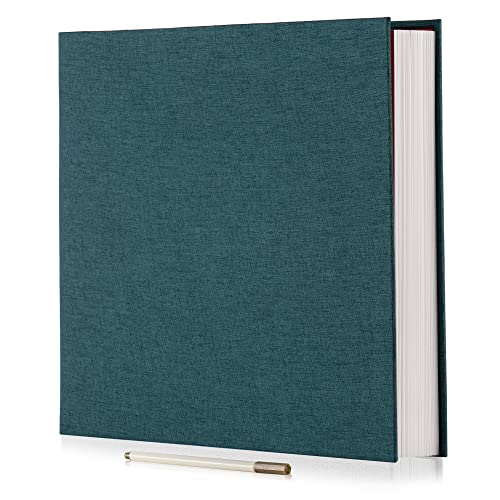 Photo Album Self Adhesive 3x5 4x6 5x7 6x8 8x10 8.5x11 11x10.6 Magnetic Scrapbook Album DIY Length 11x10.6 Inch 40 Pages Linen Cover DIY Photo Album with A Metallic Pen and DIY Accessories(Dark Green) - color: Dark Green, size: 11"x10.8" 40 Pages