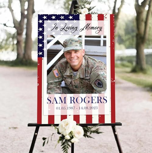 Personalized Military In Loving Memory Welcome Sign, Memorial Picture Board, Memorial Sign, Celebration Of Life Decoration Yard Sign, Outdoor Memorial Garden Decor, Memorial Decorations - color: Color 10