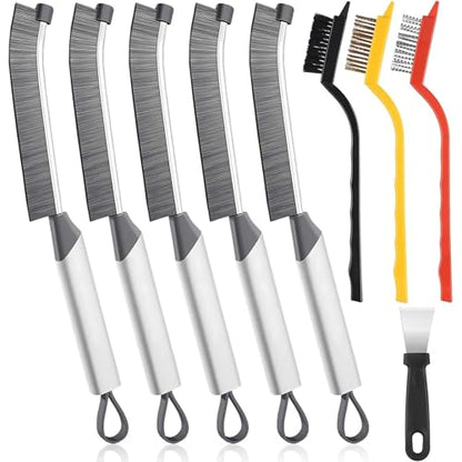 9-Piece Commercial-Grade Crevice Cleaning Brush Set, Ultra-Stiff Heavy-Duty Gap Scrubber Tools for Bathroom Grout, Window Tracks & Auto Detailing, Zero Cross-Contamination Arsenal