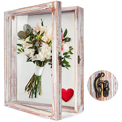 TJ.MOREE Shadow Box 11 x 14 Display Case Wood Picture Frame White Pink - color: White Pink, size: 11x14