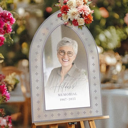 Custom Memorial Sign with Photo - Funeral Welcome Board - Personalized Tribute Display - Memory Table Sign - color: Sign 12