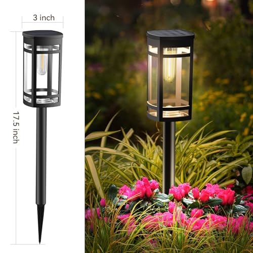 EXCMARK 12 Pack Solar Pathway Lights Outdoor Waterproof, Warm White | Edison-style bulb, Garden Pathway Walkway Driveway Lights, Yard Lawn Lights, Decorative Landscape Lighting - style: Warm white light