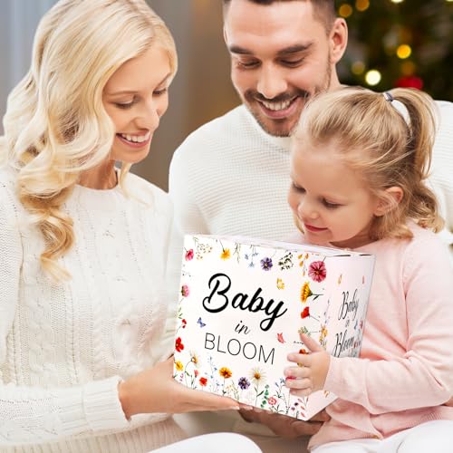 Hxezoc Baby in Bloom Card Box Baby Shower Wildflower Favors Post Box Cardboard Receiving Diaper Raffle Card Box Holder for Reception, Baby Showers, Baby Birthday Party Table Centerpiece Decorations - style: Baby in Bloom