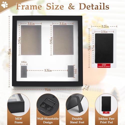 Dog Collar Memorial Frame, Paw Print Kit for Dogs, Memorial Gifts for Loss of Dog with Collar Holder, Pet Sympathy Remembrance Gift - size: Paw Print