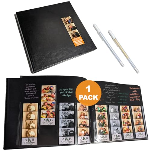 2x6 Photo Strip Album, Black Cover Black Pages, 2 Gel Pens - color: Black, size: 1