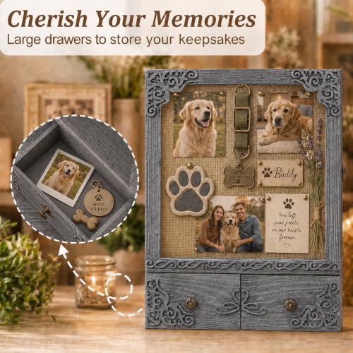 11x16 Pet Memorial Shadow Box Frame with Shelves, Grey - color: Classic Grey