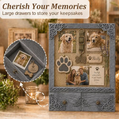 11x16 Pet Memorial Shadow Box Frame with Shelves, Grey - color: Classic Grey