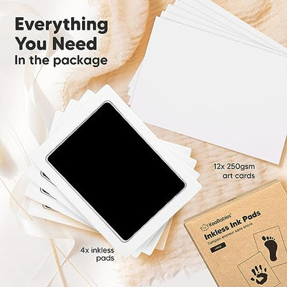 4pk Inkless Baby Hand and Footprint Kit, Mess Free Ink Pads (Jet Black, L) | Large Size, Newborn Keepsake, Dog Nose, Paw Print Kit, Clean Touch Ink Pads, Baby Handprints Footprints Kit, New Mom Gifts - color: Jet Black, size: 4-Pack, Large 3.1” x 4.9”