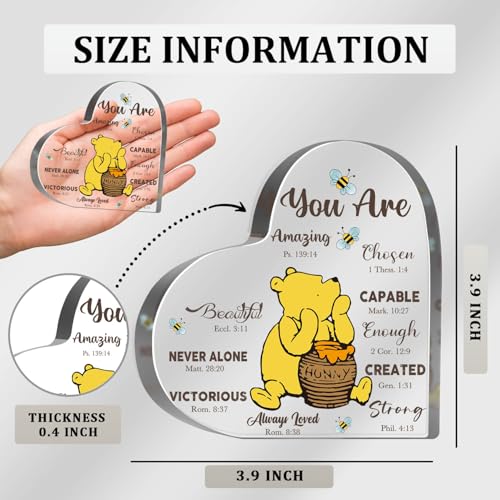 Winnie Inspirational Quotes Gifts for Women Winnie Motivational Acrylic Heart Motivational Gifts for Friends Coworkers Teacher Boss Desk Office Decor Sign Plaque - style: Winnie 003