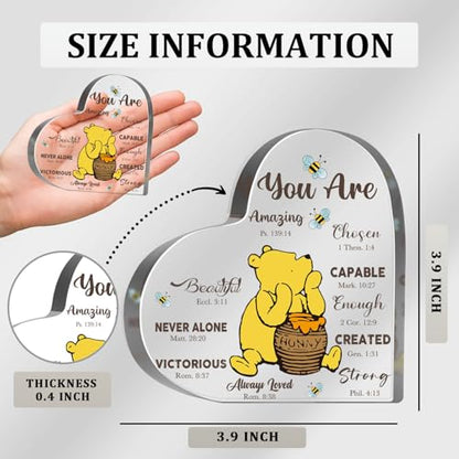 Winnie Inspirational Quotes Gifts for Women Winnie Motivational Acrylic Heart Motivational Gifts for Friends Coworkers Teacher Boss Desk Office Decor Sign Plaque - style: Winnie 003