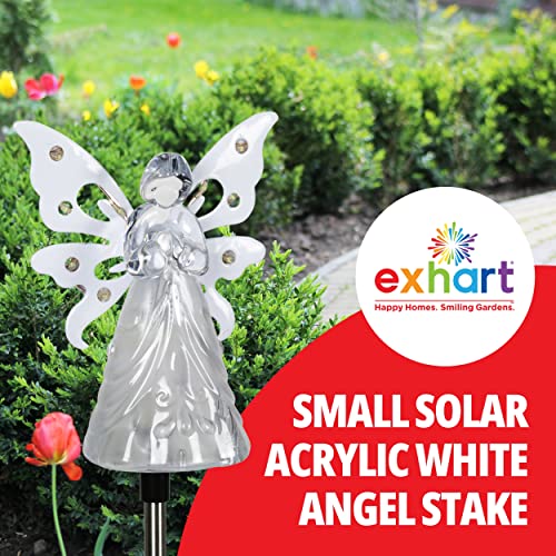 Exhart Garden Solar Lights, Decorative Angel Garden Stake, 12 LEDs, Cute Yard and Pathway Decor, White, 4 x 34 Inch - size: 4 x 34 Inch