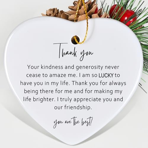 Jocidea Thank You Keepsake for Friend - Heart Christmas Ornament - Say Thanks - Friend Appreciation Gift - color: Truly Appreciate You and Our Friendship