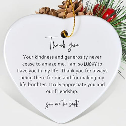 Jocidea Thank You Keepsake for Friend - Heart Christmas Ornament - Say Thanks - Friend Appreciation Gift - color: Truly Appreciate You and Our Friendship