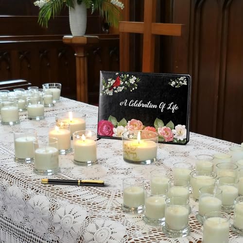 Yingzhao Memorial Funeral Guest Book with Pen 144 Pages Cardinal Funeral Guest Sign in Book for Memorial Service Celebration of Life Party Supplies in Loving Memory(Flower) - style: Flower