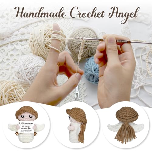 Handmade Positive Crochet Angel - Life is Tough But So are You - Birthday Gifts, Get Well Gifts for Women Men Kids Bestie, Inspirational Gift for Friends Student, Coworker - style: Get Well Gifts