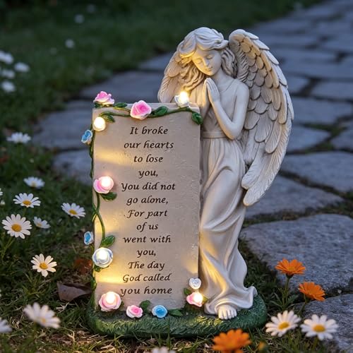 Angel Garden Statue Outdoor Decor, Solar Praying Angel Figurine Light - color: Solar Angel
