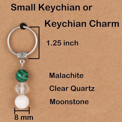 GINAZL Natural Crystals Keychain Gift, Evil Eyes Charm Keychains Inspirational Keychain for Women Bag/purse Charms - color: Grief