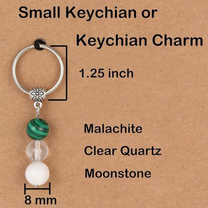 GINAZL Natural Crystals Keychain Gift, Evil Eyes Charm Keychains Inspirational Keychain for Women Bag/purse Charms - color: Grief