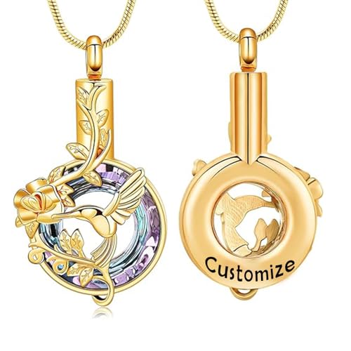 Hearbeingt Hummingbird Urn Necklaces for Ashes Cremation Jewelry for Women | Stainless steel,urn pendant, memorial necklace,ash holder for human pets,keepsake jewelry,bereavement gift,with filling tool - color: Hummingbird-Customize
