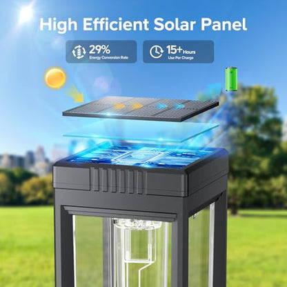 LETMY Solar Pathway Lights Outdoor, 4 Pack IP65 Waterproof Solar Path Lights with Auto On/Off, Bright Garden Lights for Landscape, Patio, Driveway & Yard - size: 4 PACK