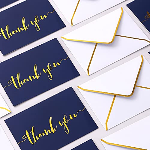 Winoo Design Heavy Duty Thank You Cards with Envelopes - 36 PK - Gold Thank You Notes 4x6 Inches Baby Shower Wedding Cards Small Business Graduation Funeral Bridal Shower (Navy Blue) - style: Navy Blue