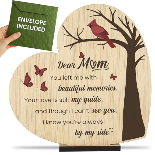 Memorial Plaque for Loss of Mother Wooden Sympathy Sign in Loving Memory of Mom Bereavement & Condolence Gift - color: Loss of a Mother
