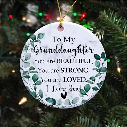 to My Granddaughter Christmas Ornament 2026 from Grandma and Grandpa, Double-Side Printed Christmas Ornament for Granddaughter Xmas Tree Keepsake - color: Granddaughter