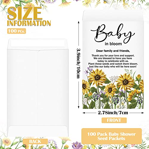 Fumete 100 Pcs Baby Shower Seed Packet Adhesive Envelopes, Sunflower - style: Sunflower