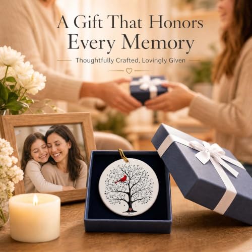 Mom Memorial Ornament, Cardinal Memorial Gift for Loss of Mother, First Christmas Without Mom Ornament, in Loving Memory Keepsake for Daughter Son, Sympathy Remembrance Gift for Family