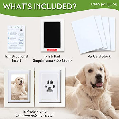 Green Pollywog Paw Print Hinged Photo Frame with Ink Pad Kit - size: Hinged Paw Print Kit