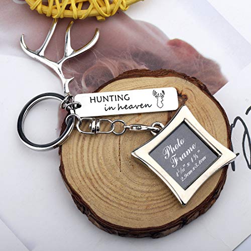 CHOORO Dad Memorial Keychain Gone Hunting in Heaven Photo Frame Keychain in Memory of Dad Sympathy Gift Keepsake Jewelry