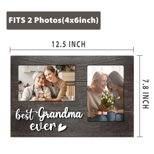 Grandma Gifts, Mothers Day Grandma Gift from Grandkids, 3D Photo Frame Hold 4x6 Inches Two Photos - Picture Frame Present for Grandparents Day - color: Grandma
