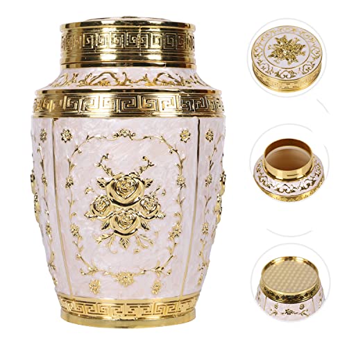 Urn for Human Ashes Adult Female - Rose Flower Cremation Urn Mom - Funeral Urn for Women Made of Zinc Alloy - Hold 200 Cubic inches of Ashes (Large Gold) - color: Large Gold