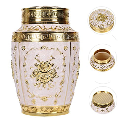 Urn for Human Ashes Adult Female - Rose Flower Cremation Urn Mom - Funeral Urn for Women Made of Zinc Alloy - Hold 200 Cubic inches of Ashes (Large Gold) - color: Large Gold