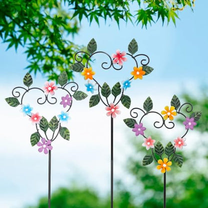 Metal Flowers Decorative Garden Stakes,3Pcs Heart Shape Metal Flower - color: Heart Shape Stakes