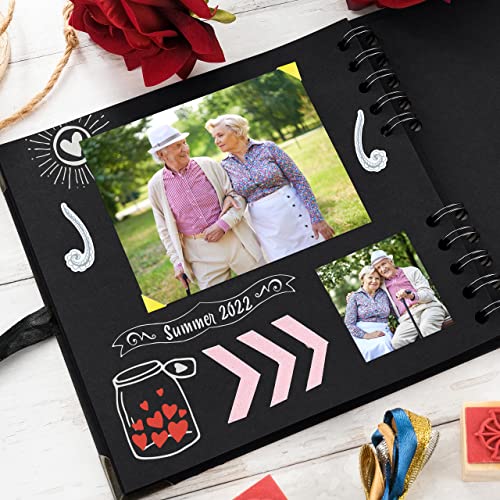 Scrapbook Album, 36 Pages, 7 x 7 Inch, Black Photo Album, Scrap Book | Hardcover with Thick 250 GSM Kraft Paper, Ideal for Your Scrapbooking Albums, Art & Craft Projects (Black, 7 x 7 Inch) - color: Black, size: 7 X 7 Inch