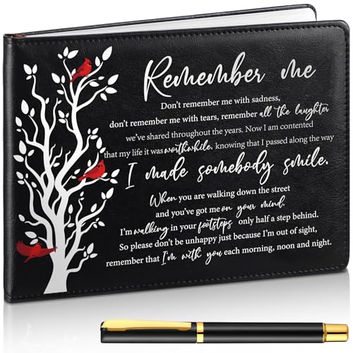 Yingzhao Memorial Funeral Guest Book with Pen 144 Pages Cardinal Funeral Guest Sign in Book for Memorial Service Celebration of Life Party Supplies in Loving Memory(Remember Me) - style: Remember Me