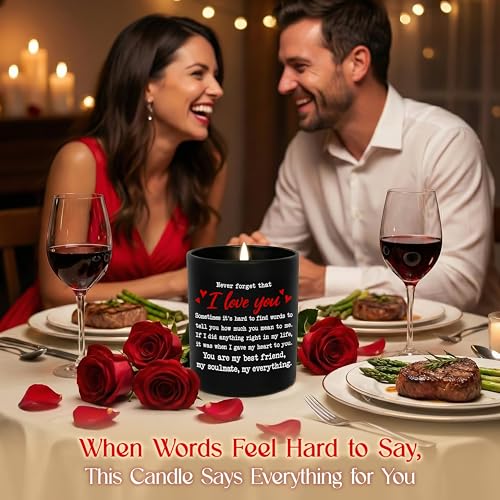 Anniversary Couple Gifts - Vanilla Lavender Candle 10 oz | Gifts for Him Her, I Love You Message, Long Lasting Burn, Soft Scented Glow, Glass Jar With Lid, Ready To Gift - color: I Love You