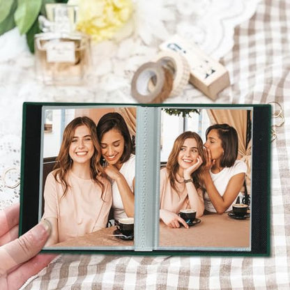 Artmag Mini Photo Album 4x6 50 Pockets 2 Pack, Linen Cover with Front Window Album Each Holds 52 Vertical Photos for Family Wedding Baby Children (Dark Green) - color: Dark Green, size: 50 Pockets/2PKS